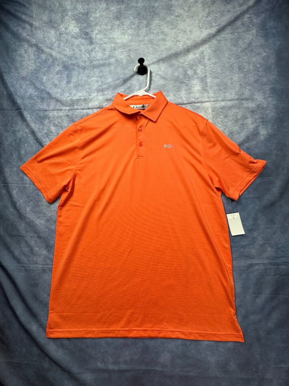 Black Clover Polo Orange Shirt Mens Medium BC Logo Performance Golf Live Lucky